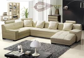 Modern Cream Bonded Leather Sectional