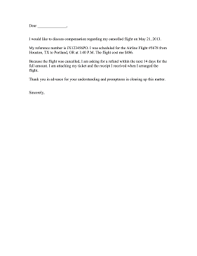 Cancelled Flight Complaint Letter