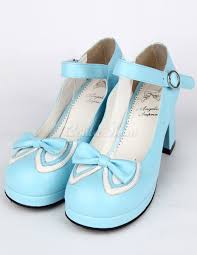 Lolitashow Light Blue Cute Pu Lolita Shoes For Girls Lolitashow Com