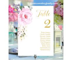 Cream Pink Roses Seating Chart Cards Printable Seating Chart Cards 135