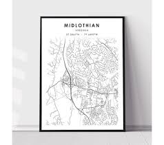 Print Midlothian Virginia Map Print