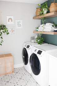 Laundry Room With Floating Shelves