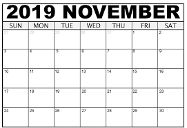 November 2019 Calendar Us