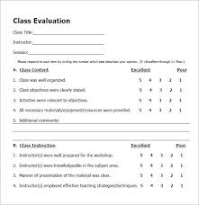 Sample Class Evaluation 6 Documents In Pdf Word