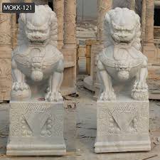 Chinese Foo Dog Marble Statues Garden