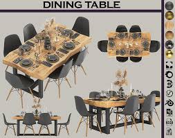 dining table set 01 3d model cgtrader