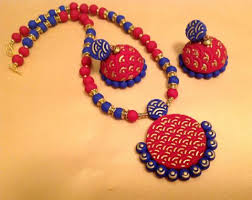 terracotta jewelry set in bright red