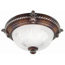 Hampton Bay Bercello Estates 15 In 2 Light Volterra Bronze Flush Mount With Etched Glass Shade 08058 The Home Depot