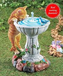 Com Cat Fountain Garden Statue