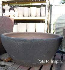 Large Old Stone Low Bowl Garden Pot