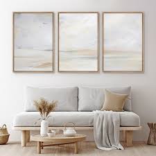 Framed Canvas Wall Art Set Of 3 Gray
