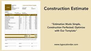 free printable construction estimate