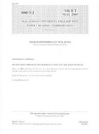 Muet past year papers collection. Paper 3 Reading Muet Mid Year 2003 Pdf Document