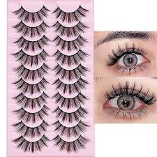 10 pairs anime cosplay lashes fluffy
