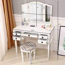 white vanity sets with mirror and bench