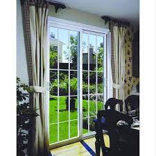 Double Sliding Patio Door With 15 Lite Internal White Flat Grill