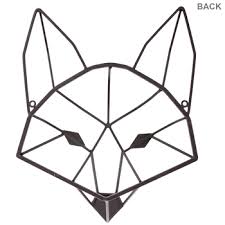 brown geometric fox head metal wall