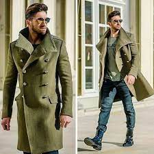 Trench Coat Men Double Ted Green