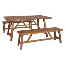 Available in white or grey, the domayne exclusive table has a style that can fit with any outdoor space and features a large top perfect for entertaining guests. Temple Webster 4 Seater Natural Ranch Acacia Wood Outdoor Dining Bench Set Reviews