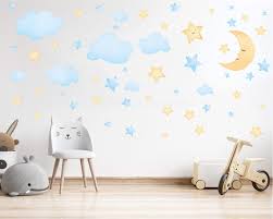 Clouds Watercolour Wall Decals Moon
