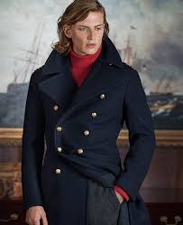 Navy Pea Coat With Gold Brass Ons