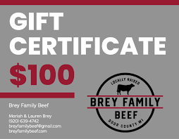 100 gift certificate brey family beef