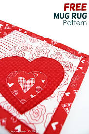 mug rug pattern with heart applique