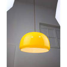 Yellow Glass And Brass Pendant Lamp