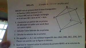 Volume D un Prisme Droit - pour pendre climat abcdef est un prisme droit à base triangulaire fosse  badminton Dévorer