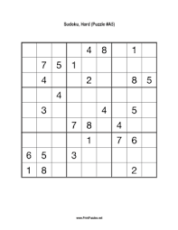 Sudoku Hard A5 Printable Puzzle