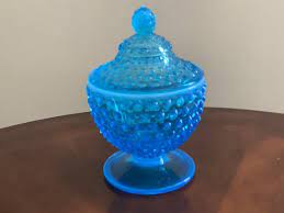 Fenton Blue Opalescent Hobnail Glass