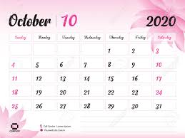 October 2020 Year Template Calendar 2020 Desk Calendar Design