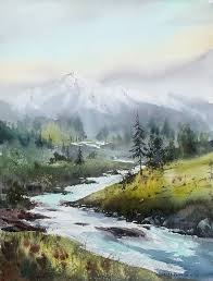 Mountain River 30 Painting By Eugenia