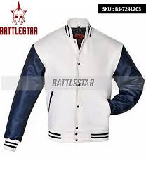 4.6 out of 5 stars 68,436. White Wool Varsity Letterman Bomber Baseball Jacket Navy Blue Leather Sleeves Ebay