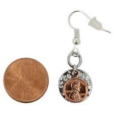 bird copper mini penny earrings the