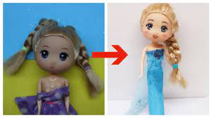 Biến Hóa Búp bê #24 CHIBI thành ELSA - Lần đầu vẽ mặt búp bê Chibi, làm  tóc, may váy Elsa - YouTube