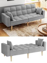 Linen On Tufted Futon Sofa With 78