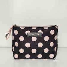 lancome polka dot makeup bag light pink