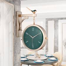 Modern Double Sided Wall Clock Green