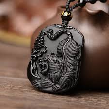 natural obsidian chinese zodiac tiger
