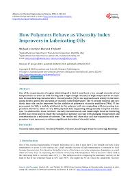 Pdf How Polymers Behave As Viscosity Index Improvers In