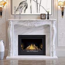 Modern Stone White Marble Fireplace