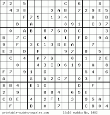 16x16 sudoku puzzles add another dimension of difficulty as they are one size larger than the standard size. Free Printable 16x16 Sudoku Puzzles Sudoku Printable Sudoku Sudoku Puzzles