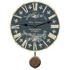 Slate Blue Toile Pendulum Clock Blue