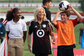 jill biden gets sporty in adidas jersey