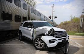 after metra train hits unoccupied car