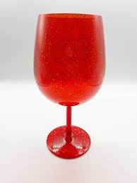 Red Sparkly Plastic Wine Glass