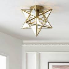 Gold Moravian Star Flush Mount Light
