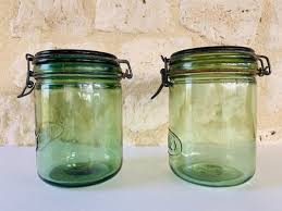 Vintage French Green Glass Jars From