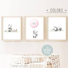 Panda Nursery Art Set Of 3 Print Baby